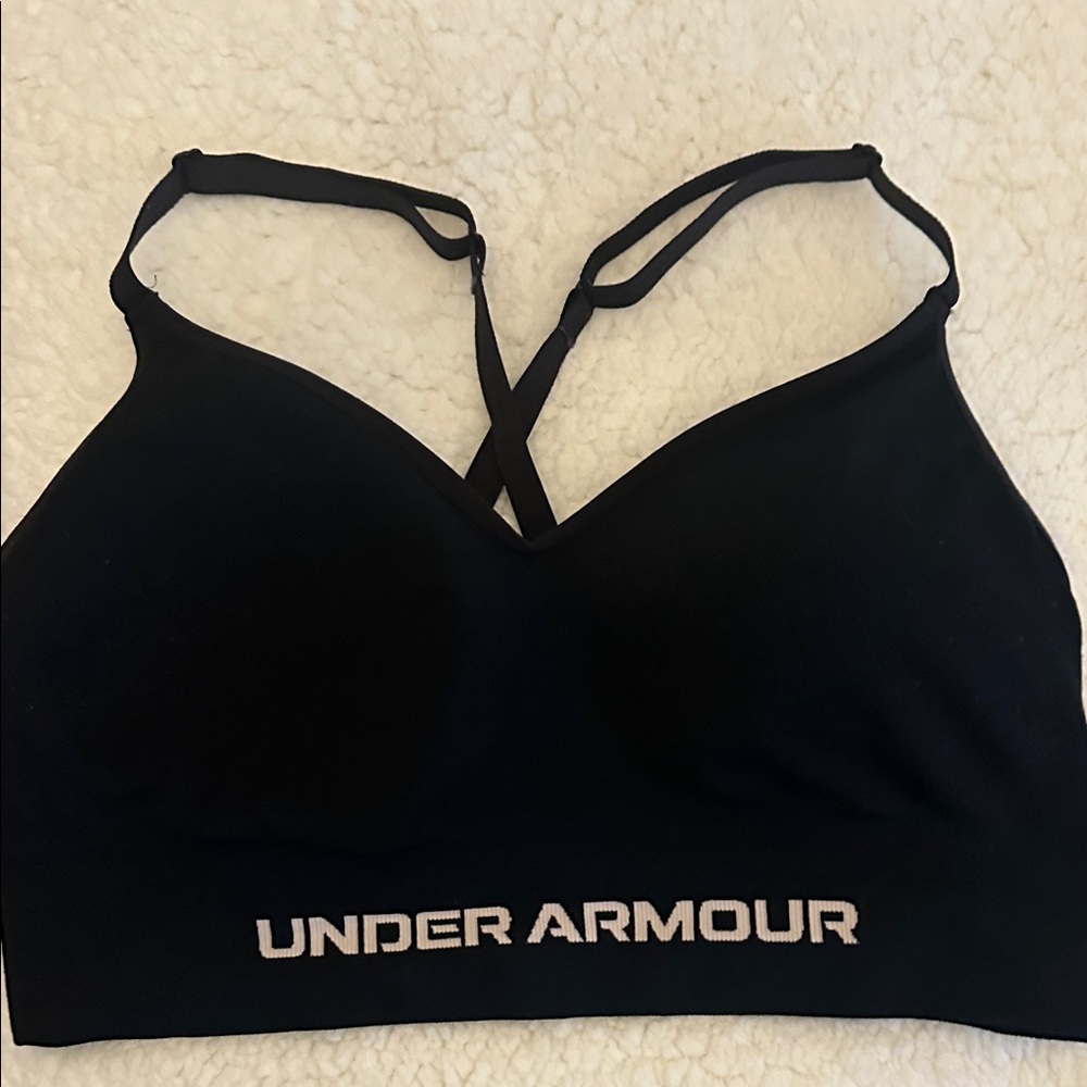 Under Armour Women's Black Sports Bra with Crossback Straps Pads Intact